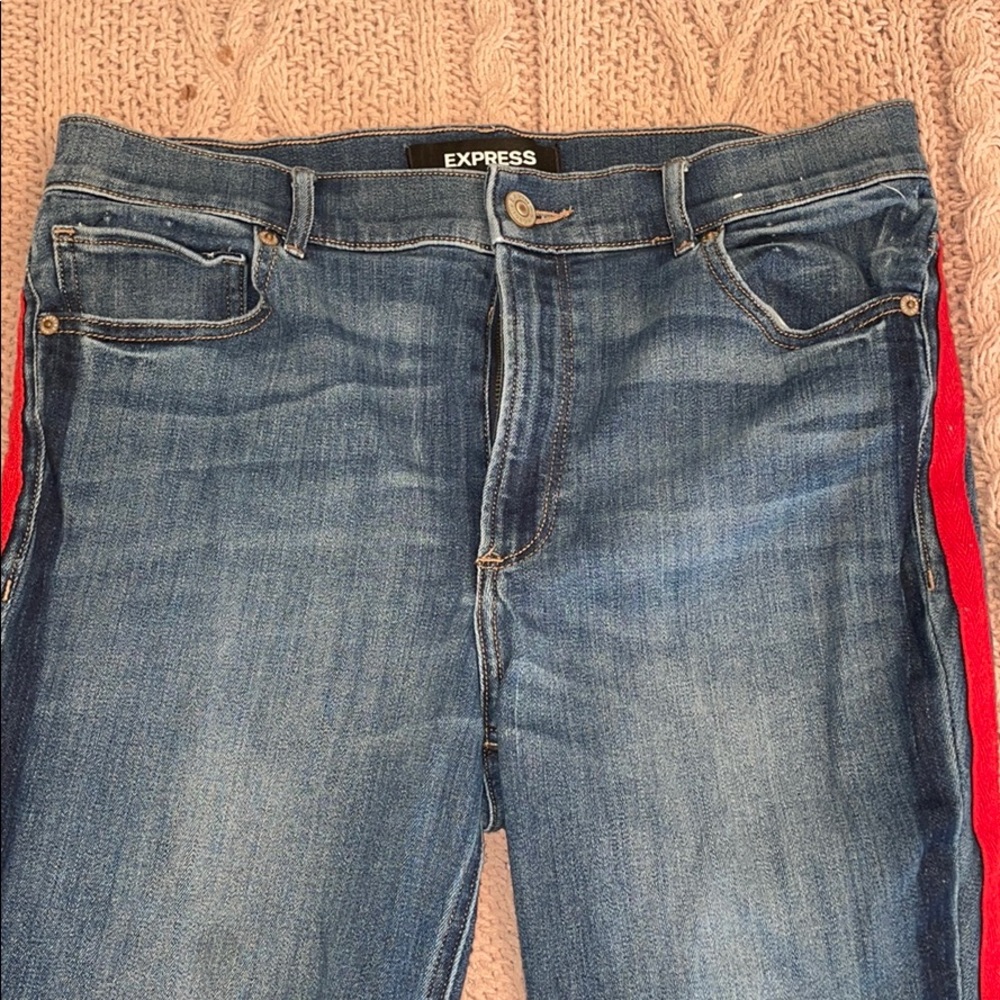 Express Jeans with red stripe on sides